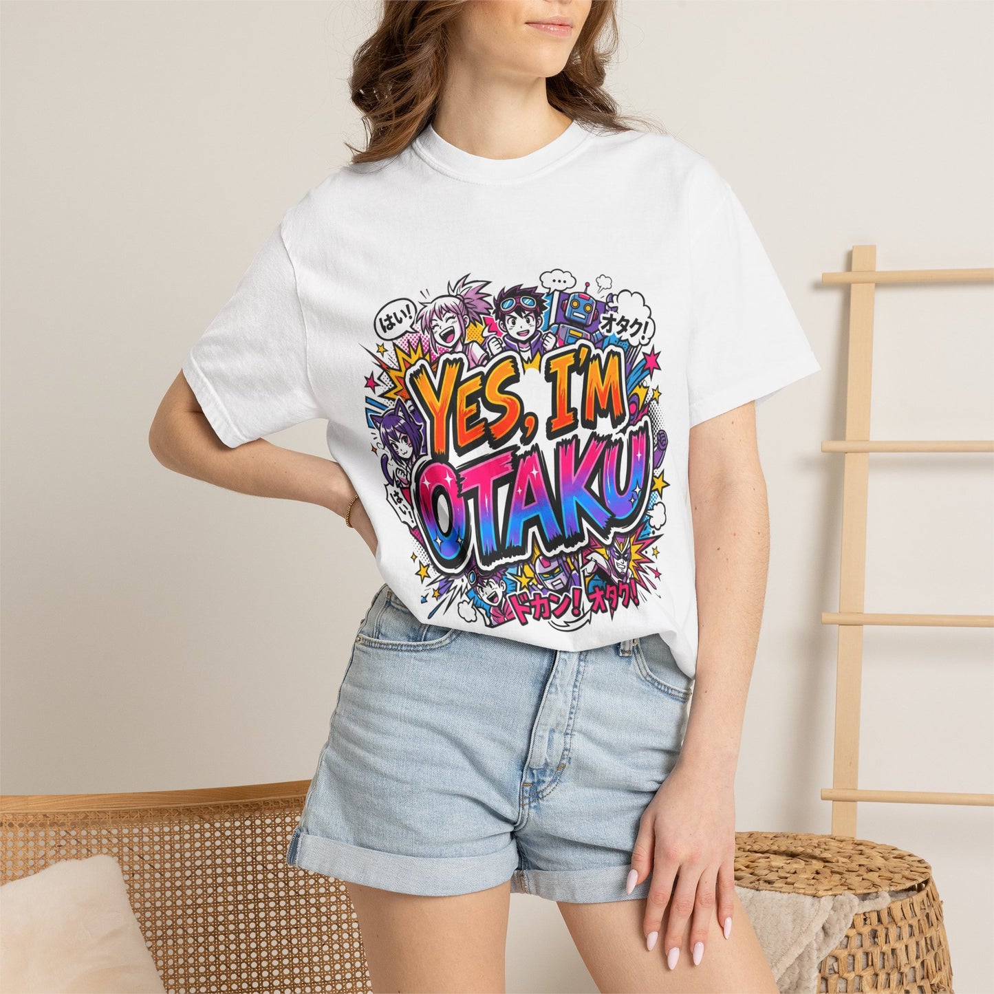 Otaku Graphic T-Shirt — "Yes, I'm Otaku" Colorful Anime Pop Design