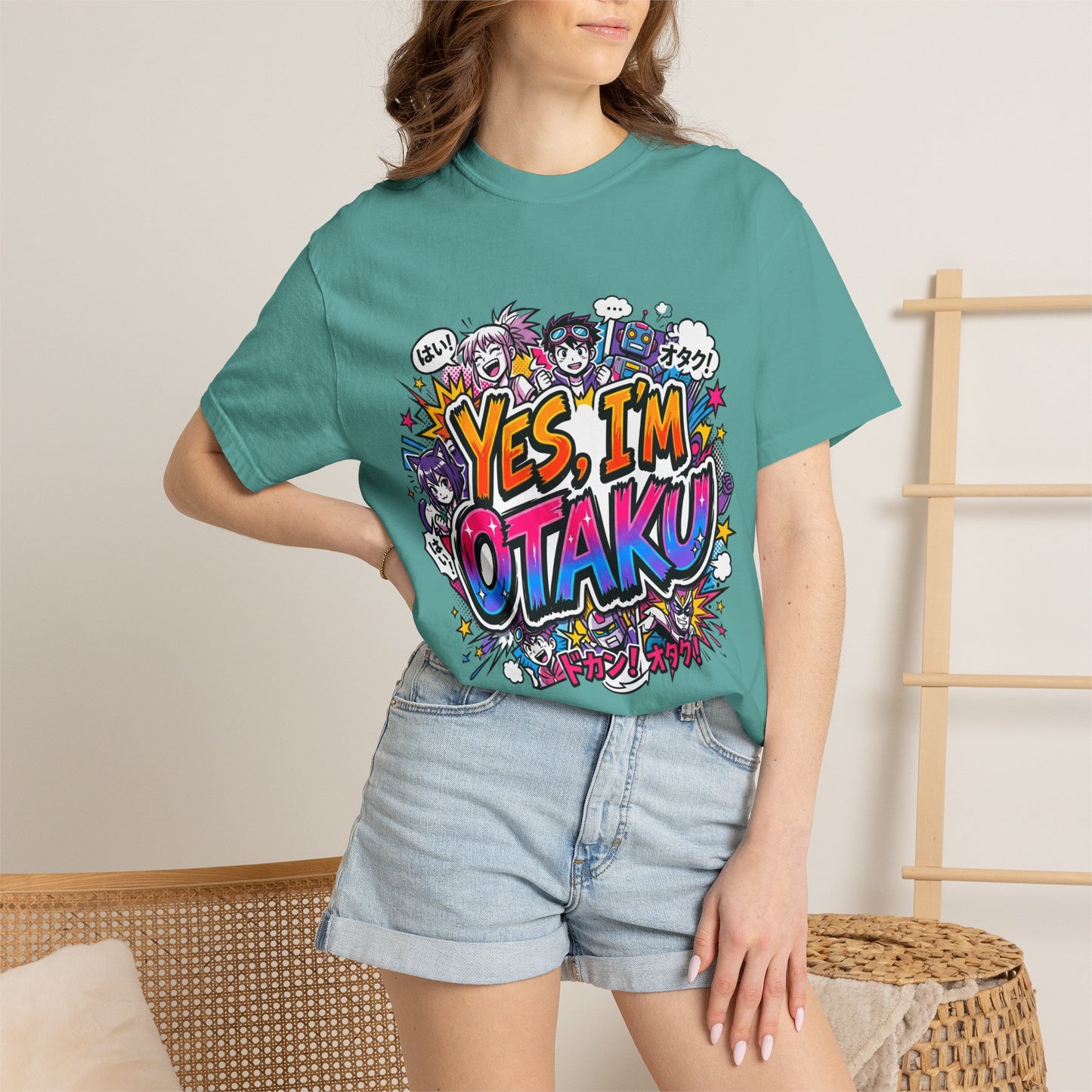 Otaku Graphic T-Shirt — "Yes, I'm Otaku" Colorful Anime Pop Design